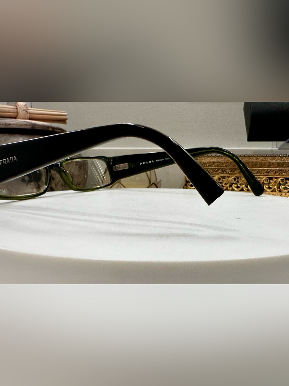 Prada Project Green Jeweled Rx Eyeglass Frames, 1 broken temple tip w/Prada Case - Picture 11 of 17